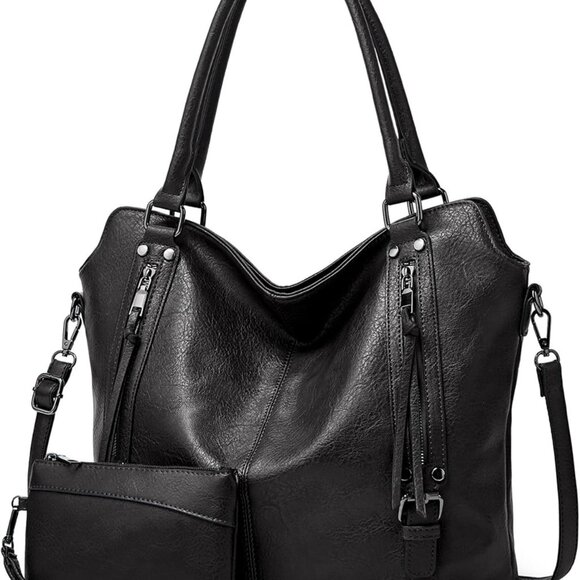 Leather Tote Bag Women Large Multi-Use Laptop Work Travel Crossbody Purse - Picture 1 of 8